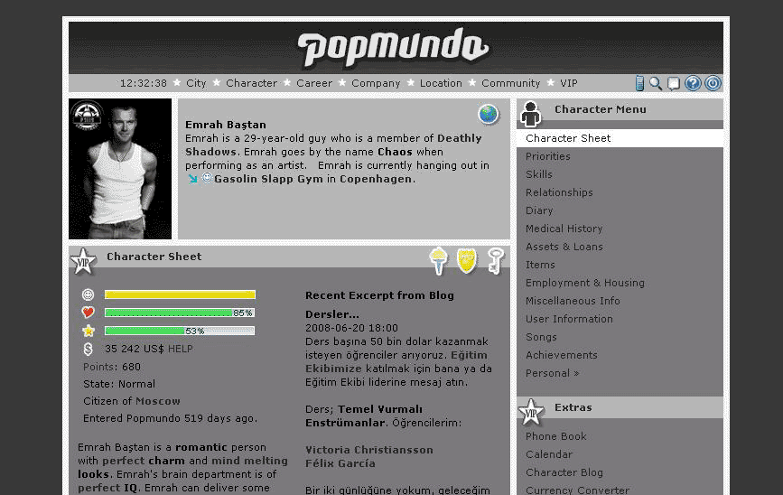 Popmundo - Dark Skin v1.0