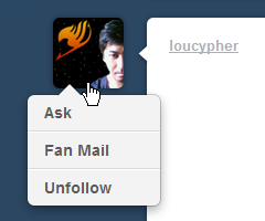 Tumblr User Menu Hover