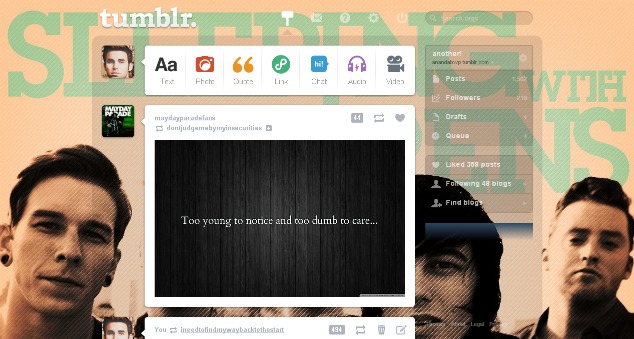 sleeping with sirens - tumblr dashboard theme