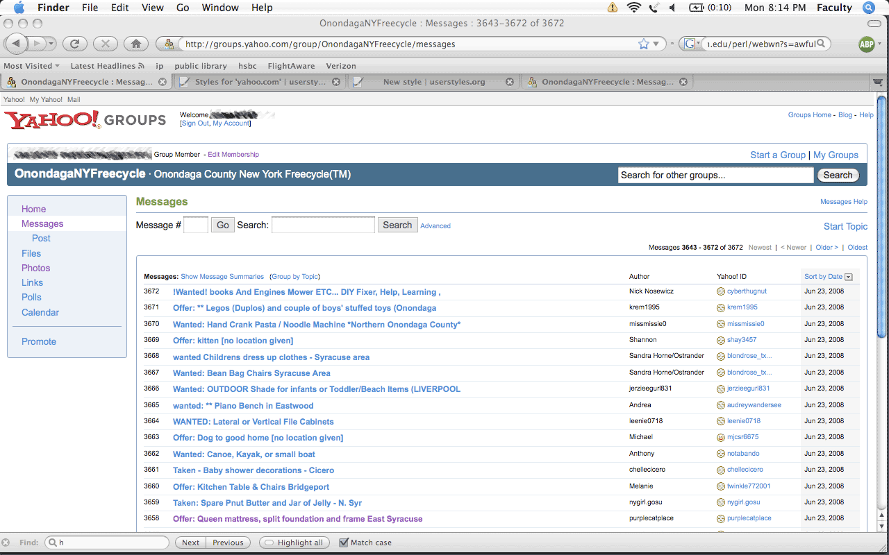Yahoo Groups -- No Ads + No Serifs + Minimal