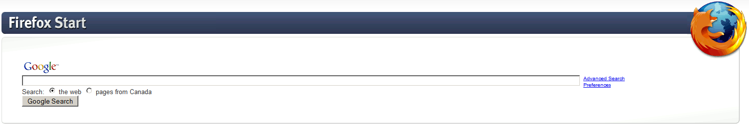 Firefox Start Page - Ultra Wide SearchBar (Google)