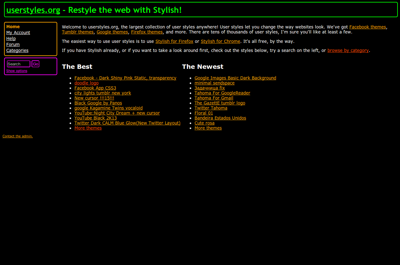 Userstyles.org - Black background and more colours