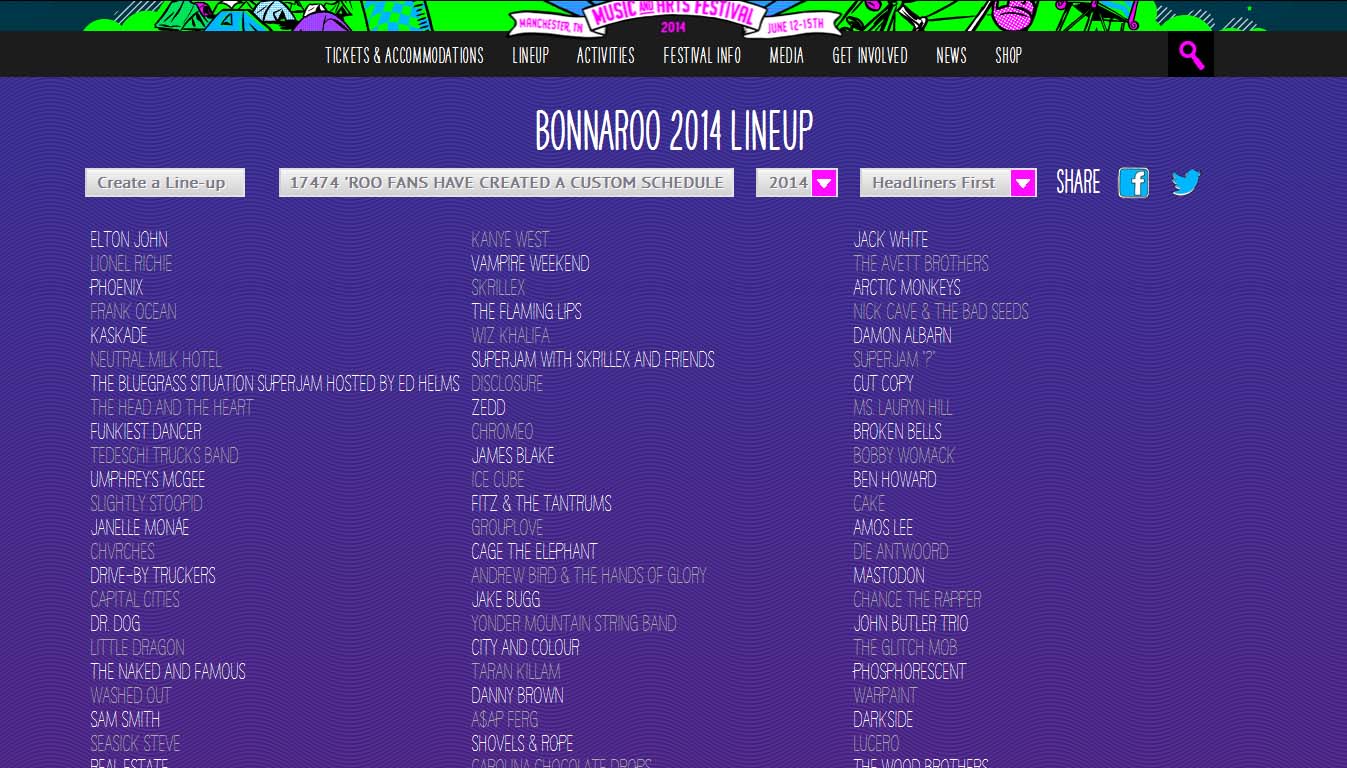 Cleaner Bonnaroo Lineup