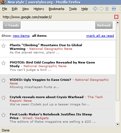 Google Reader - Sidebar