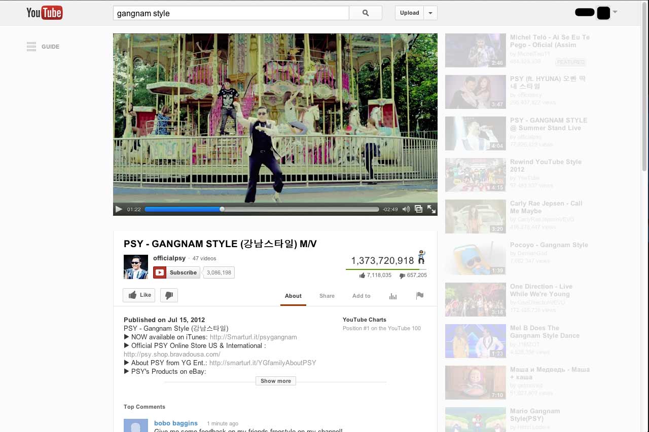 YouTube – lower opacity on related videos