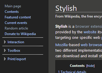 Wikipedia Redesigned - Dark