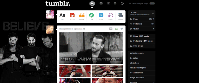 WWE The Shield Tumblr Dashboard