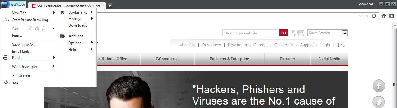 Comodo IceDragon - Hide Virtual Mode options