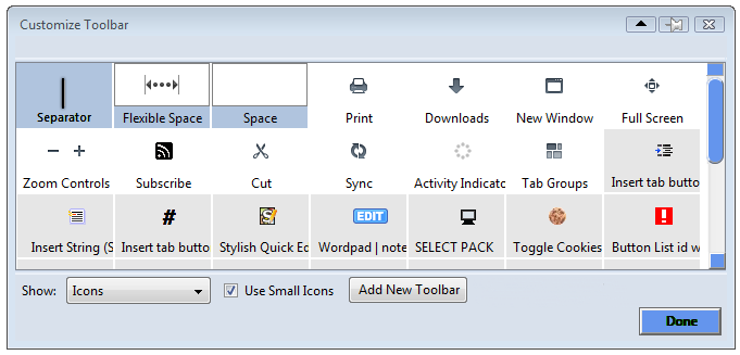 Toolbarbutton Storage Window - Compact Blue