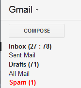 Highlight "Spam" in menu