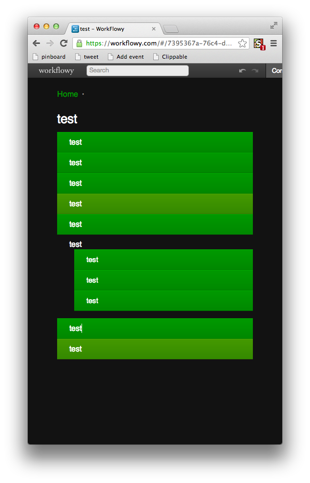 Clear app for workflowy (lucky clover theme)
