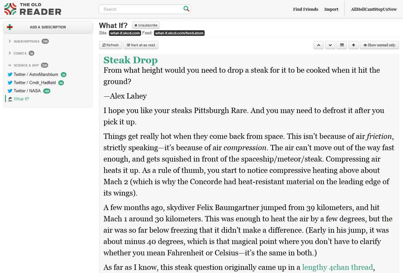 The Old Reader - Large Fonts & No Social Links