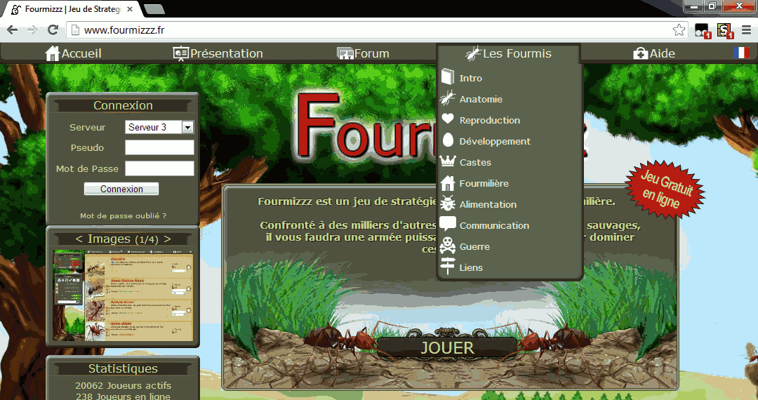 Menu linéaire pour l'interface fourmizzz 2013