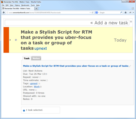 Remember the Milk - Uber-Focus Mode