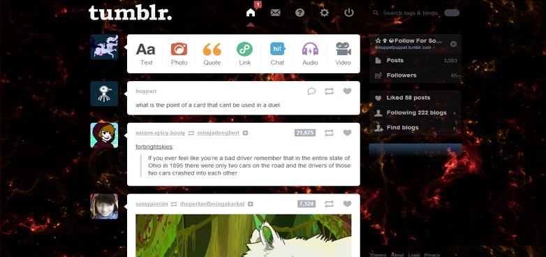Golden Nebula Tumblr Theme