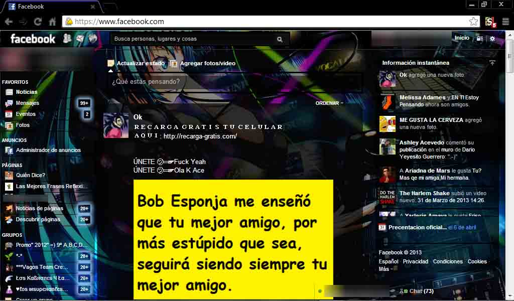 FACEBOOK DARK ANIME GIRL TRANSPARENCY THEME- 2013
