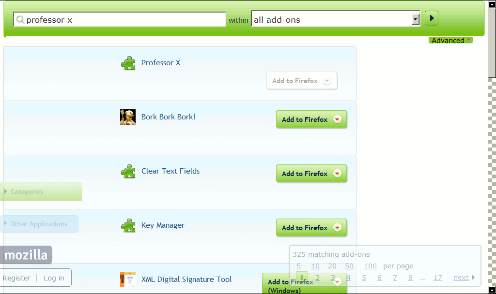 addons.mozilla.org - minimal look