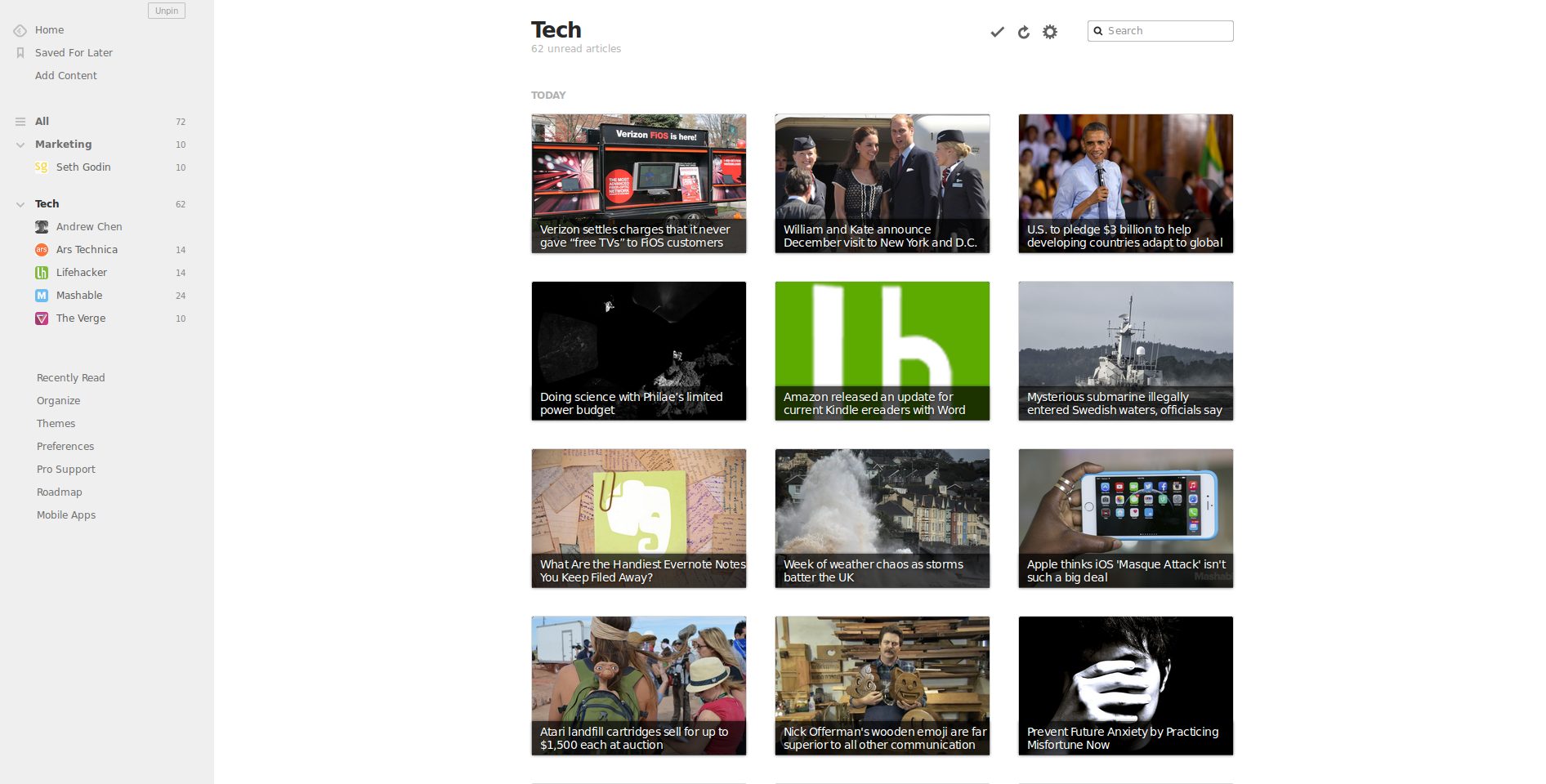 Feedly: Grid View (Mosaic)