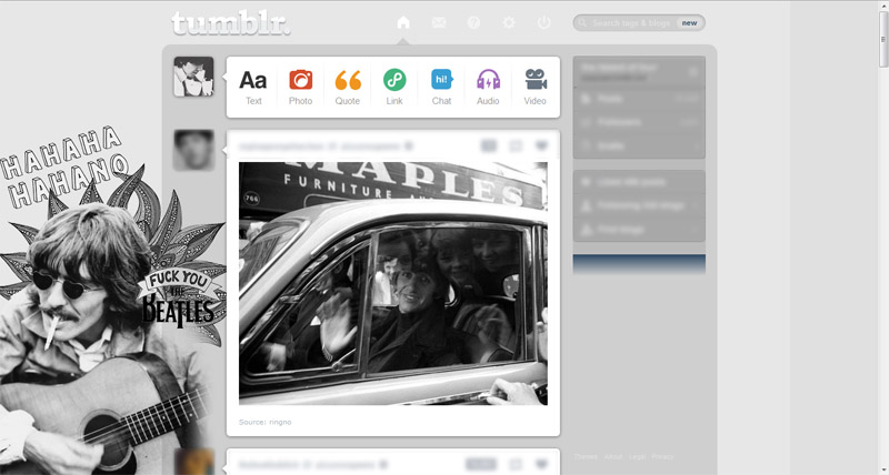 George Harrison Tumblr Dash theme