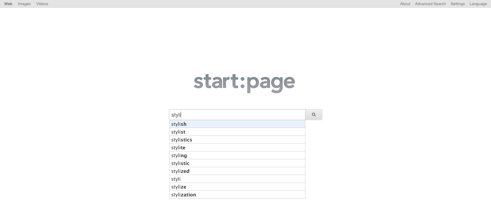 startpage clean & minimal