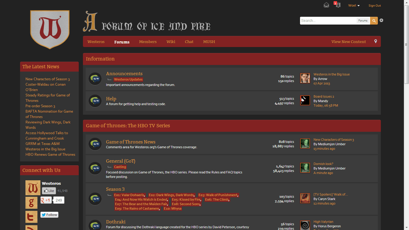 A Forum of Ice and Fire