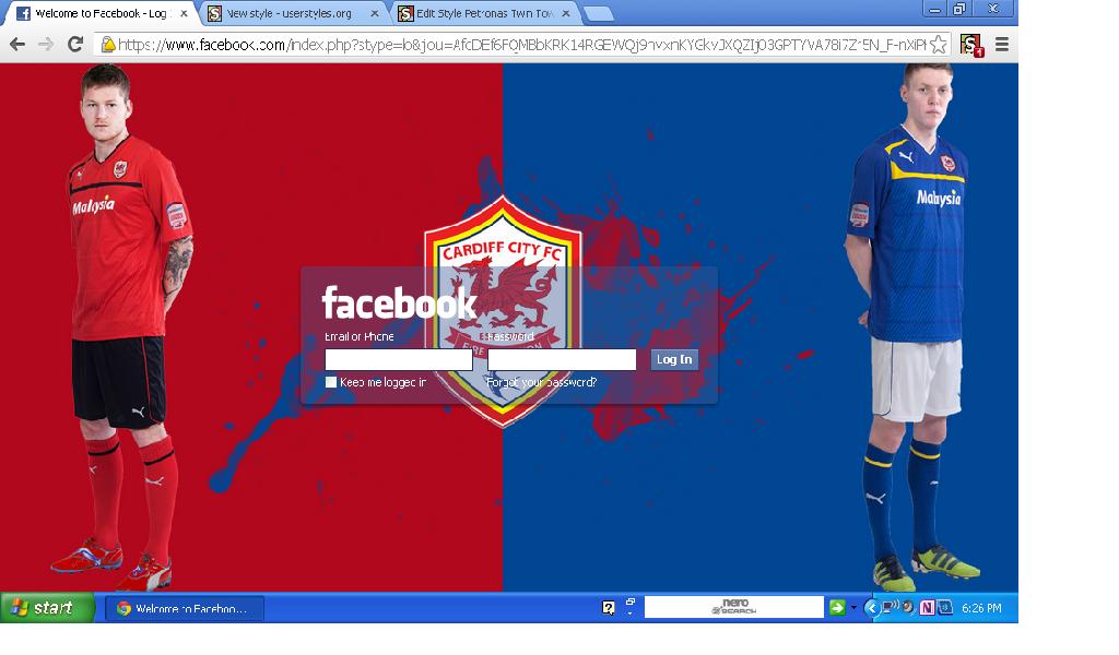 Cardiff City login theme for FB