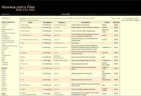 WoWAce.com's File Redesign