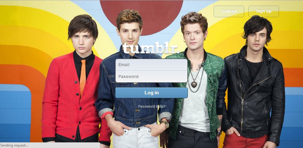 HCR Tumblr login page