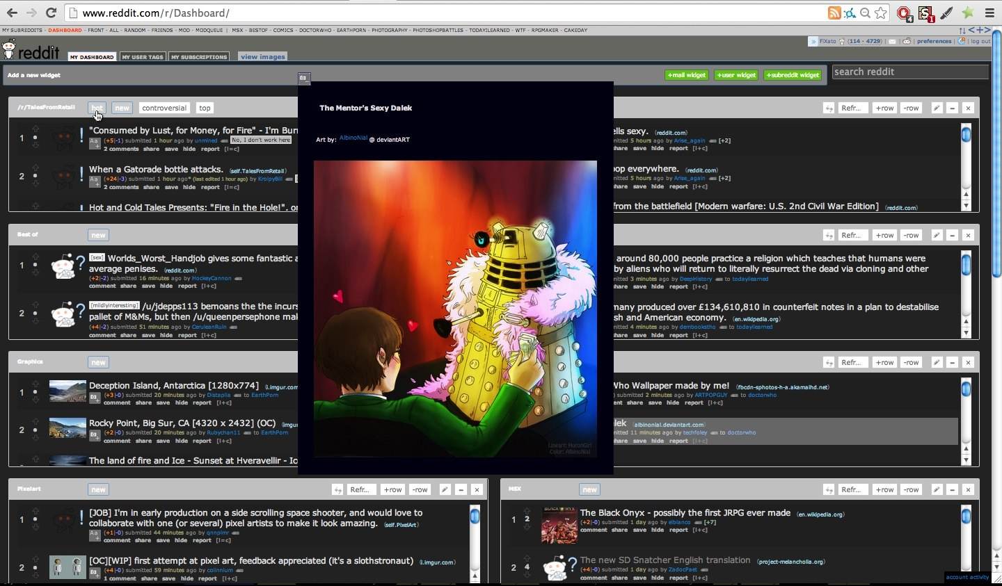 Reddit Enhancement Suite 2-columns Dashboard