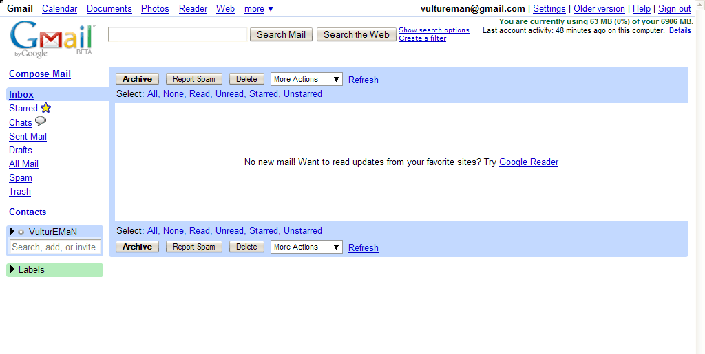GMail - Remove footer, move % left + Act Activity