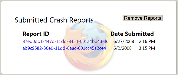 Custom About:Crashes Background Image (Firefox 3)