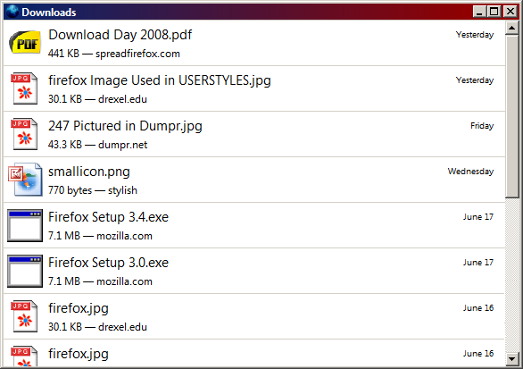Hide Search and Clear Toolbar on Downloads Window