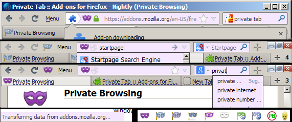 Private Browsing Bars