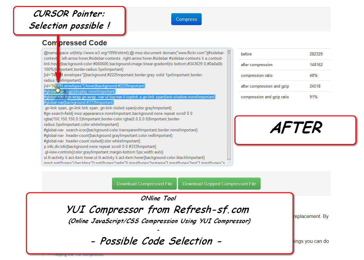 YUI Compressor - Refresh-sf  - Code Selection