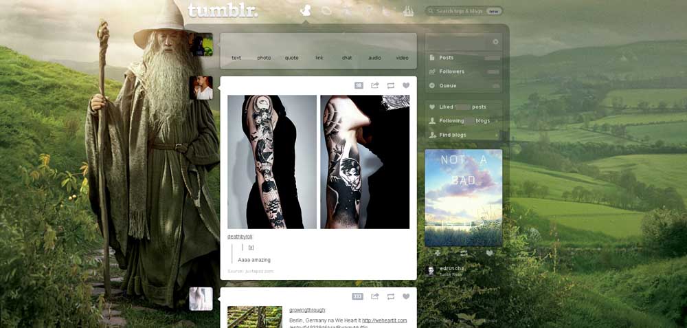 Gandalf dashboard theme Tumblr