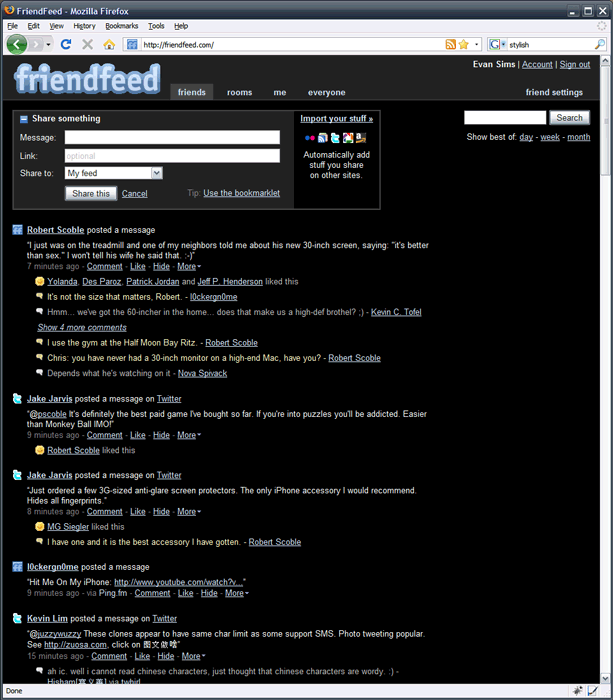 FriendFeed "Neo" - Dark Contrast Theme