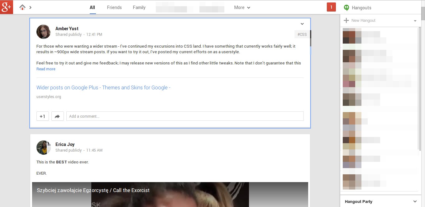 Wider posts on Google Plus
