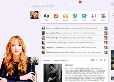 Tumblr dashboard: Jennifer Lawrence