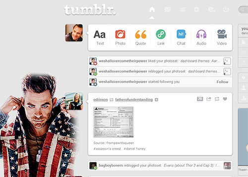 Tumblr dashboard: Chris Pine #2