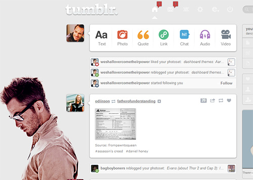 Tumblr dashboard: Chris Pine #3
