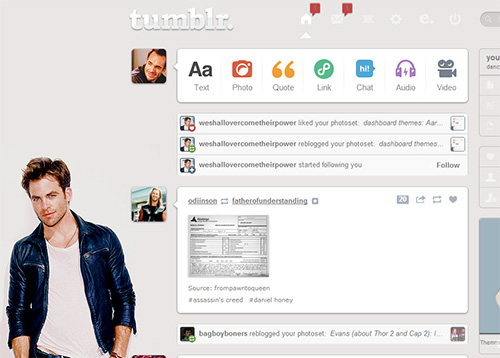 Tumblr dashboard: Chris Pine #4