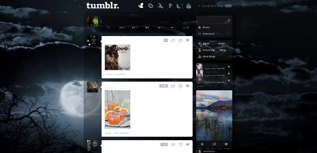 Full moon Tumblr dashboard theme