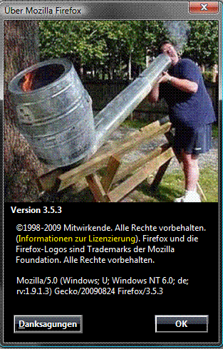 Firefox 3.5 - About Mozilla Smoking marijuana pipe
