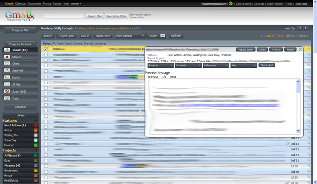 GTD Inbox Redesign for Gmail Redesigned