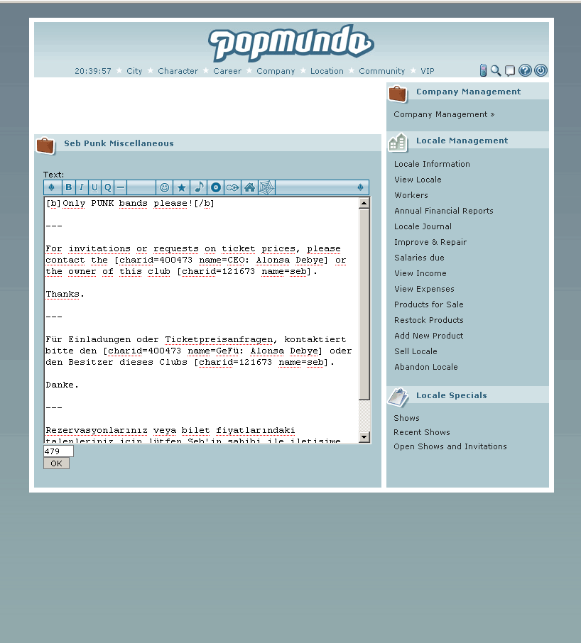 Popmundo - Big Textarea