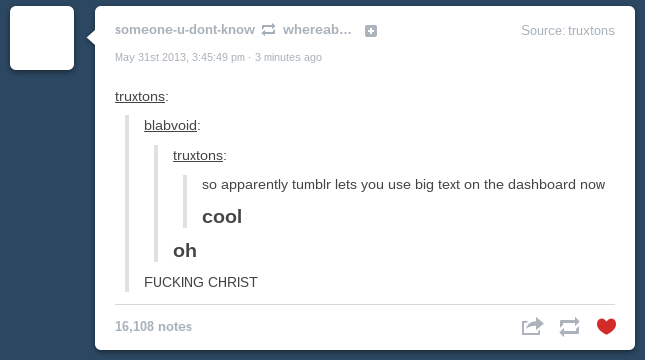 Tumblr - Remove <big> spam and smaller titles