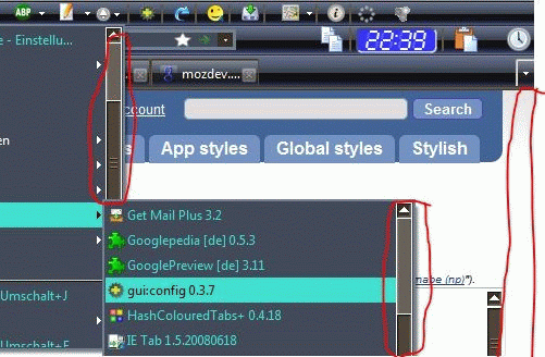 Firefox 3.6 - Scrollbar Menu &  Hide Scrollbar