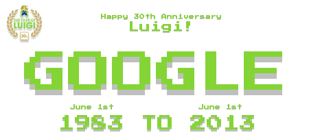 Luigi 30th Anniversary Google Logo