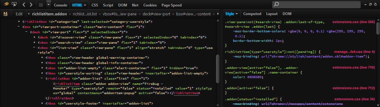 Monokai for Firebug