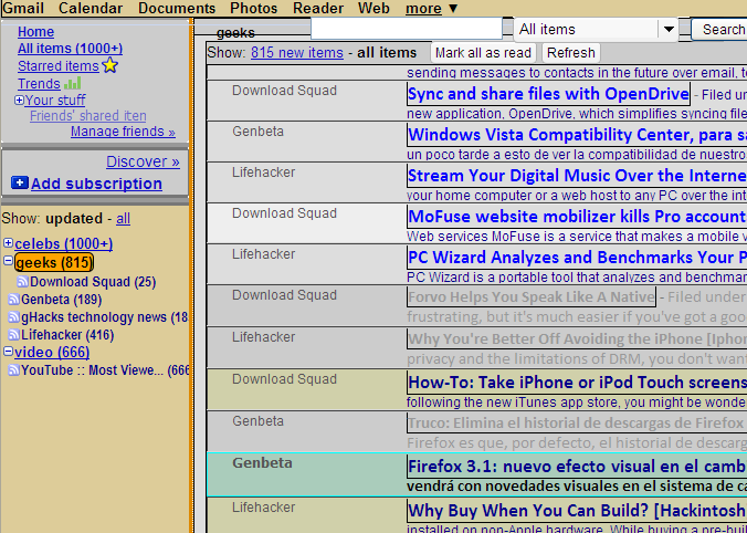 Google Reader Mini with Pastel Colors